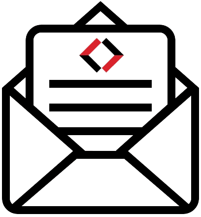 Email marketing envelope icon with message lines and logo